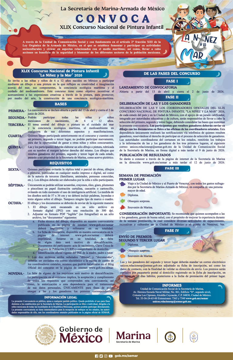 XLIX Concurso Nacional de Pintura Infantil “La Niñez y la Mar” 2026.